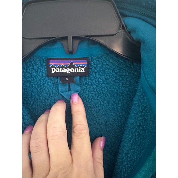 Patagonia Womens Small Quarter-Zip Blue Fleece Pullover With Arm Pocket - Picture 2 of 10